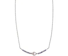Alisia Sidabriniai karoliai su Tanzanito karoliukais ir tikru perlu AL4109-Argento-Tanzanite