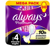Always Platinum Ultra Secure Night Mega sanitary pads 30 pcs