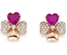 Amen Rožinė Gold Plated Sidabrinis Earrings with Love EQURR Zircons