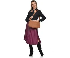 Anna Luchini Women's leather handbag AL 8169 Cognac