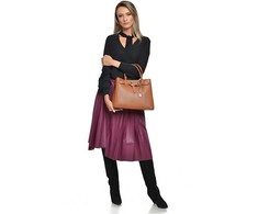 Anna Luchini Women's leather handbag AL117 Cognac
