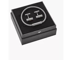 Prabangus „Armani EGS3044SET“ plieno papuošalų rinkinys (apyrankė, sąsagos)