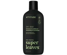 Attitude Vyrų stiprinamasis šampūnas ir kondicionierius 2in1 Super Leaves Matcha &amp; Bergamot (šampūnas ir kondicionierius) 415 ml