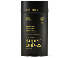 „Attitude Attitude SUPER LEAVES“ dezodorantas-stiklas vyrams – gintaro ir citrusinių vaisių aromatas, 75 g
