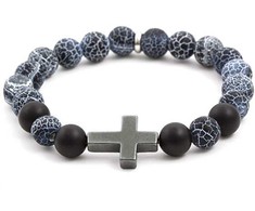 Agato Agate and hematite bead bracelet MINK53