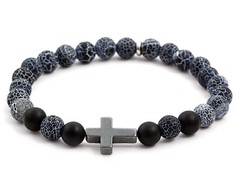 Agato Agate and hematite bead bracelet MINK60