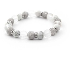 Agato Bead bracelet made of howlite, jade and crystal MINK124 / 18
