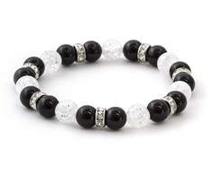 Agato Bead bracelet made of onyx and crystal MINK74 / 18