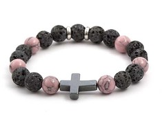 Agato Beaded bracelet made of lava stone, howlite and hematite MINK78 / 17