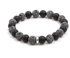 Agato Beaded bracelet made of lava stone and agate MINK101