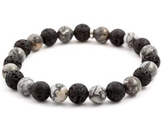 Agato Beaded bracelet made of lava stone and jasper MINK59