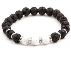 Agato Beaded bracelet made of lava stone and howlite MINK52