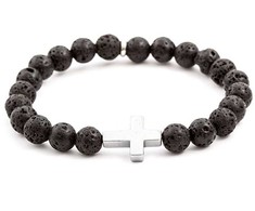 Agato Beaded bracelet made of lava stone and hematite MINK61
