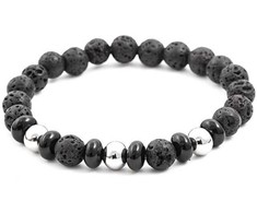 Agato Beaded bracelet made of lava stone and howlite MINK57