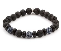 Agato Beaded bracelet made of lava stone and howlite MINK63