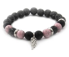 Agato Beaded bracelet made of lava stone, howlite and agate MINK98 / 17