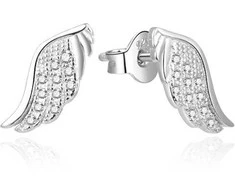 Beneto Beautiful sidabrinis auskarai su cirkoniais Angel sparnai AGUP2311L