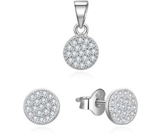 Beneto Sidabrinis jewelry set with clear zircons AGSET358 (pendant, earrings)
