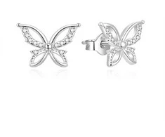 Beneto Charming sidabrinis auskarai Butterflies AGUP757L