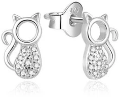 Beneto Charming sidabrinis auskarai su cirkoniais Cats AGUP682L