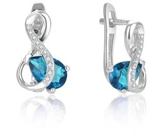 Beneto Dazzling sidabrinis auskarai su turkio spalvos cirkoniu AGUC2692-T