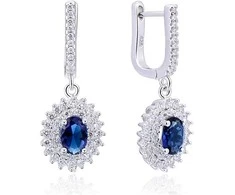 Beneto Dazzling sidabrinis auskarai su mėlynais cirkoniais AGUC2247