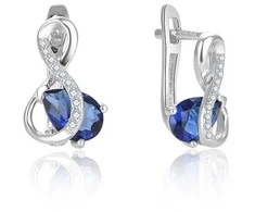Beneto Dazzling sidabrinis auskarai su mėlynu cirkoniu AGUC2692-DB