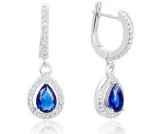 Beneto Drop sidabrinis earrings with mėlynas zircons AGUC2248