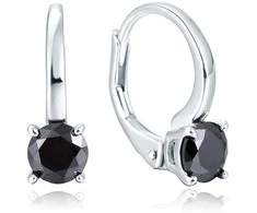 Beneto Elegant sidabrinis earrings with juodas zircons AGUC2255