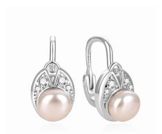 Beneto Elegant sidabrinis auskarai su tikrais upės perlais AGUC2579DP