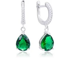 Beneto Elegant sidabrinis earrings with žalias zircons AGUC2249