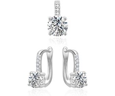 Beneto Elegant sidabrinis jewelry set with zircons AGSET359 (pendant, earrings)