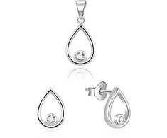 Beneto Delicate jewelry set Drop with zircons AGSET252L (pendant, earrings)