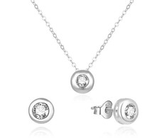 Beneto Delicate sidabrinis jewelry set with zircons AGSET191R (pakabukas, earrings)