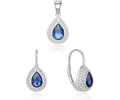 Beneto Sidabrinis jewelry set with mėlynas zircons AGSET174L (pendant, earrings)