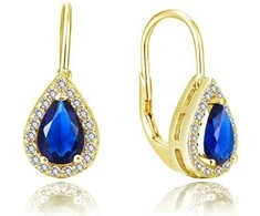 Beneto Gold-plated earrings with mėlynas zircons AGUC2229-GOLD