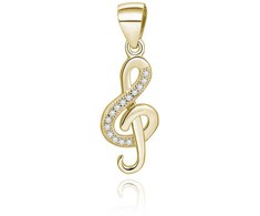 Beneto paauksuotas pakabukas su cirkoniais Treble raktas AGH591-GOLD