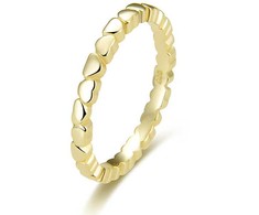 Beneto Paauksuotas sidabrinis žiedas su širdelėmis AGG344-GOLD