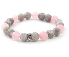 Agato Jadeite and rose quartz bead bracelet MINK18/17