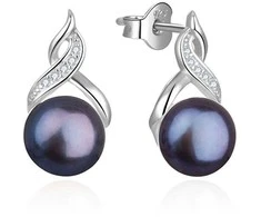 Beneto Luxury auskarai su tikrais tamsiais perlais AGUP2616P-Juodas