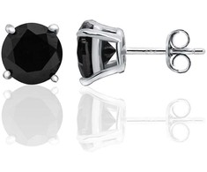 Beneto Modern sidabrinis earrings studs with juodas zircons AGUP2256