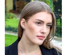 Beneto Gražūs ilgi auskarai su purpuriniais cirkoniais AGUP3299F-GOLD