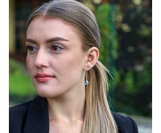 Beneto Gražūs sidabriniai auskarai su mėlynais cirkoniais AGUC3296