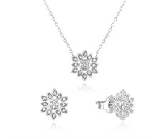 Beneto Sidabrinis jewelry set with zircons Flower AGSET239L (pakabukas, earrings)
