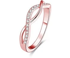 Beneto Rožinė auksinis plated sidabrinis ring with AGG191 crystals