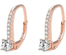 Beneto Rožinė auksinis plated sidabrinis earrings with crystals AGUC1955-ROSE