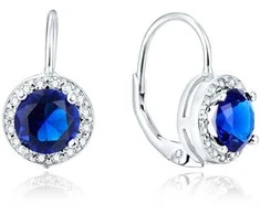 Beneto Sidabrinis earrings with mėlynas crystals AGUC1156