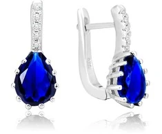 Beneto Sidabrinis earrings with mėlynas crystal AGU1197