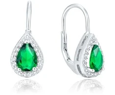 Beneto Sidabrinis earrings with žalias crystal AGUC1161