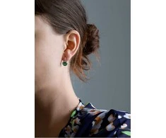 Beneto Sidabrinis earrings with žalias crystals AGUC1157